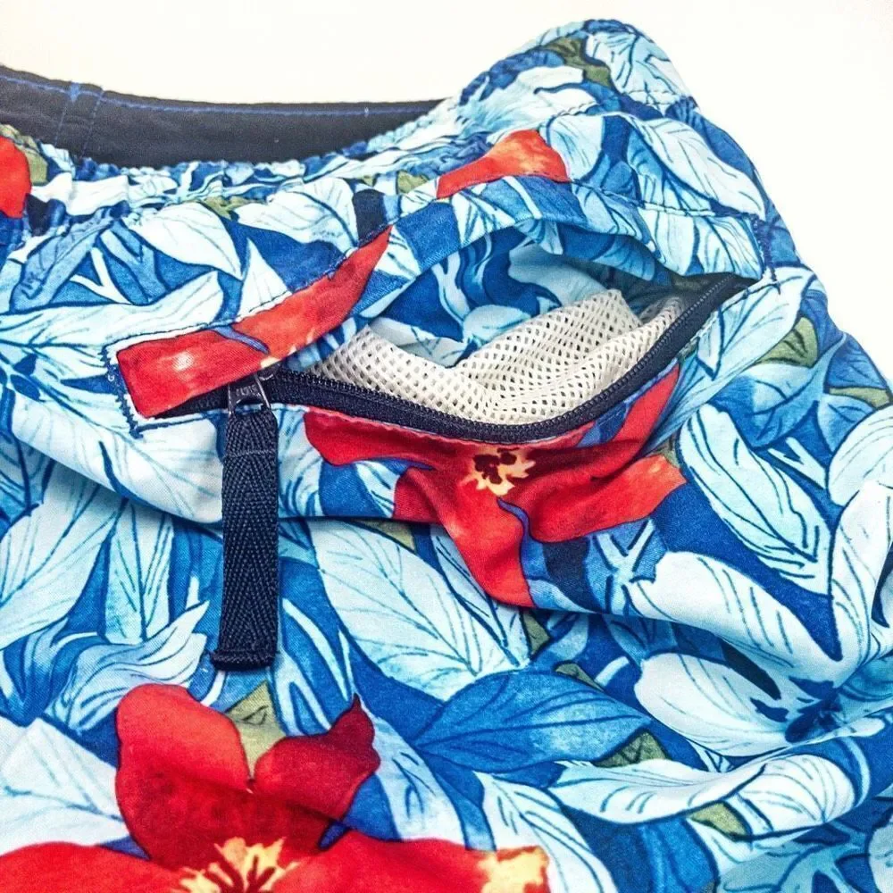 Nautica Blue Hawaiian Swim Trunks Boat Shorts Sz M